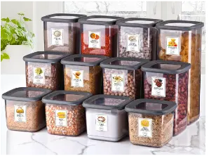 Kitchen Storage Container Set, Transparent PP Plastic, Uncoated, 12 pcs (4x500ml | 4x1200ml | 4x1750ml)