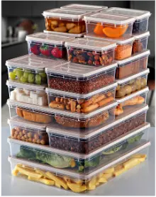 Conjunto Pote Organizador De Cozinha de Plástico a Quente PP Transparente sem revestimento com 24 potes (2x2400ml | 8x600ml | 2x1170ml | 10x240ml | 2x1200ml)