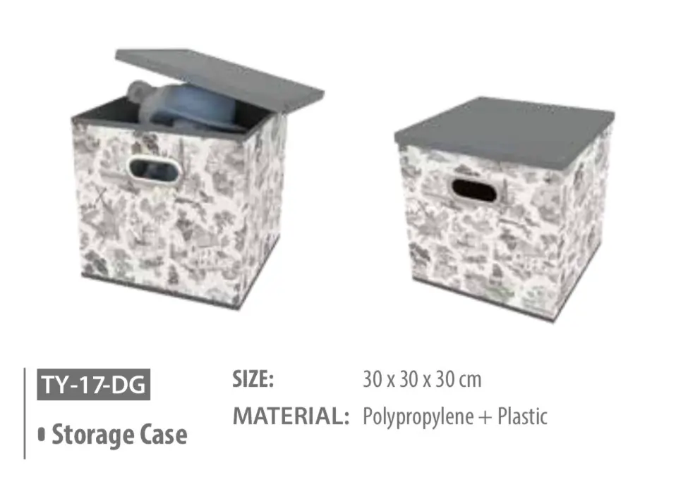 Foldable Storage Box, Stitched Fabric, Graphite, Uncoated