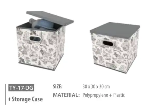 [TY-18] Foldable Storage Box, Stitched Fabric, Graphite, Uncoated